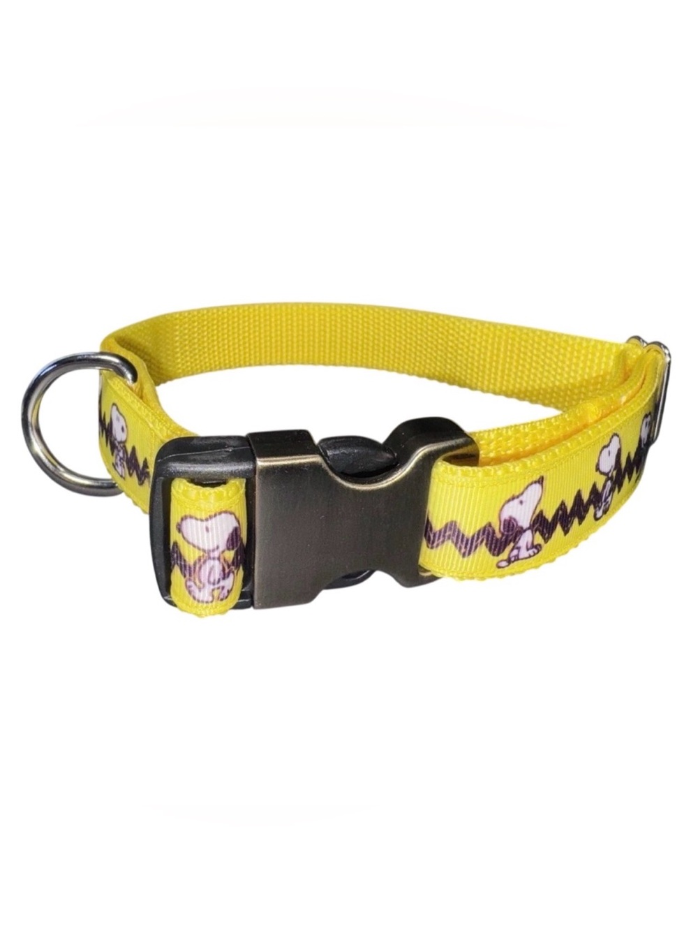 Dog Collar Peanuts Gang Snoopy Large Yellow Handmade Heavy Duty W/Buckle